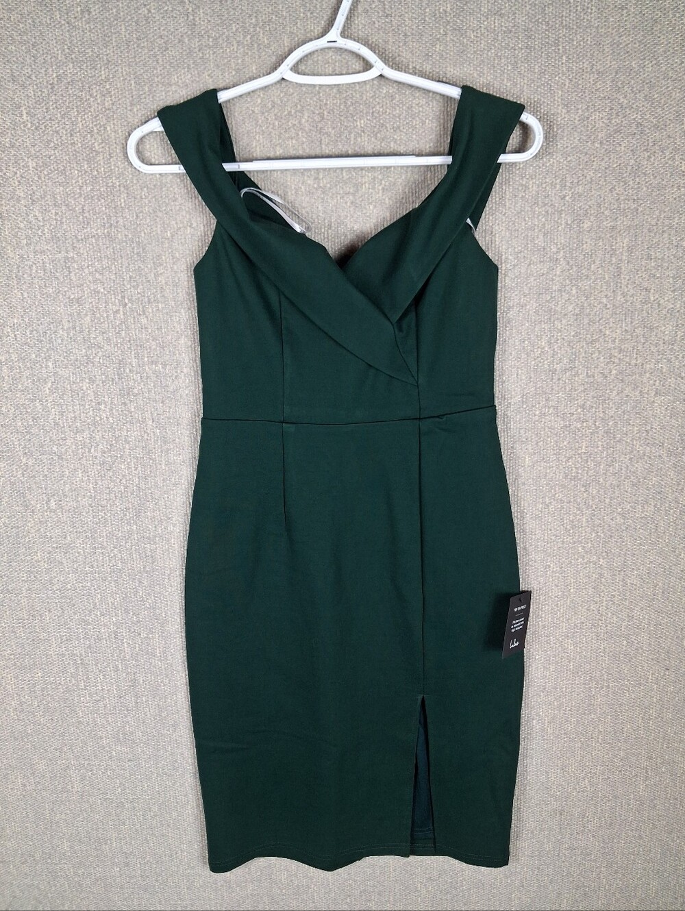 Lulu's Bodycon Sheath Dress Size Small Forest Green Off-the-Shoulder Cocktail